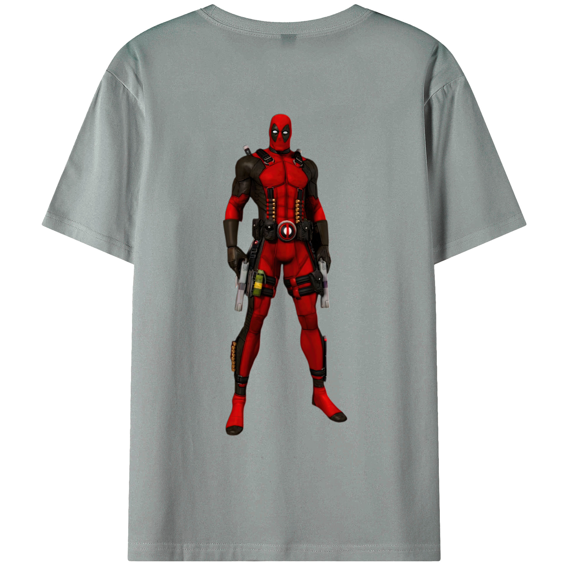 （画像用） Deadpool デッドプール 綿100％ メンズ半袖Tシャツ（バックプリント） 通気性